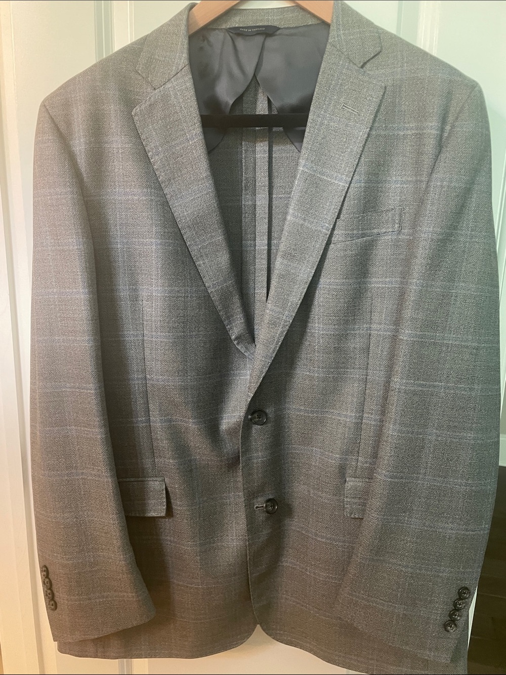 Brooks Brothers Gray Plaid Two-Button Suit Jacket with Subtle Windowpane